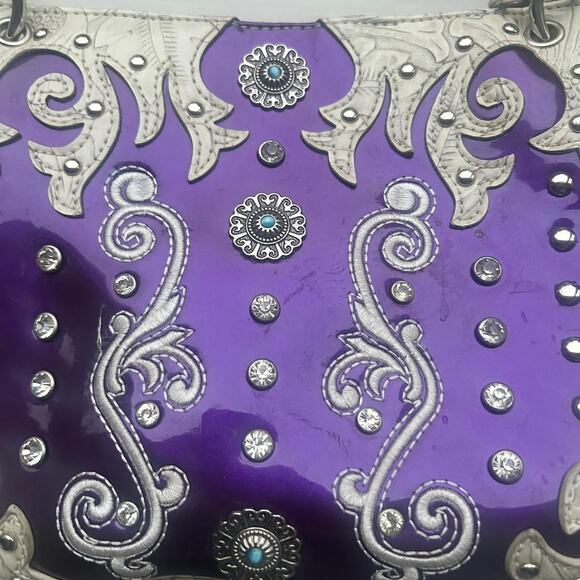 Cowgirl Trendy Purple and silver western Bling style handbag EUC Y2K - Picture 2 of 7